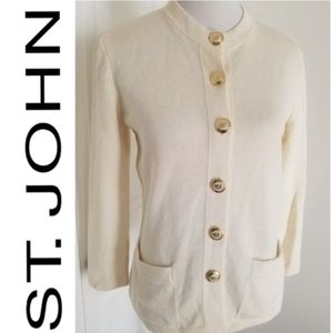 SALE St. John Cream Gold button Cardigan